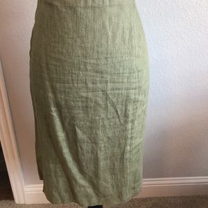 Louben Linen Skirt Chartreuse/ olive